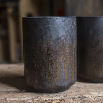 Ceramic Japanese Style Golden Black Tea Cup Yunomi