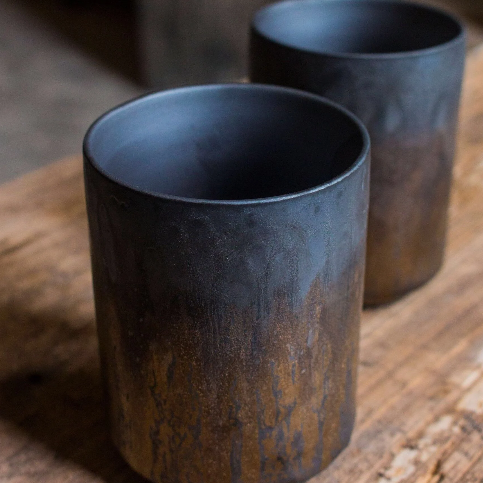 Ceramic Japanese Style Golden Black Tea Cup Yunomi