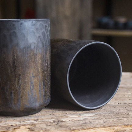 Ceramic Japanese Style Golden Black Tea Cup Yunomi